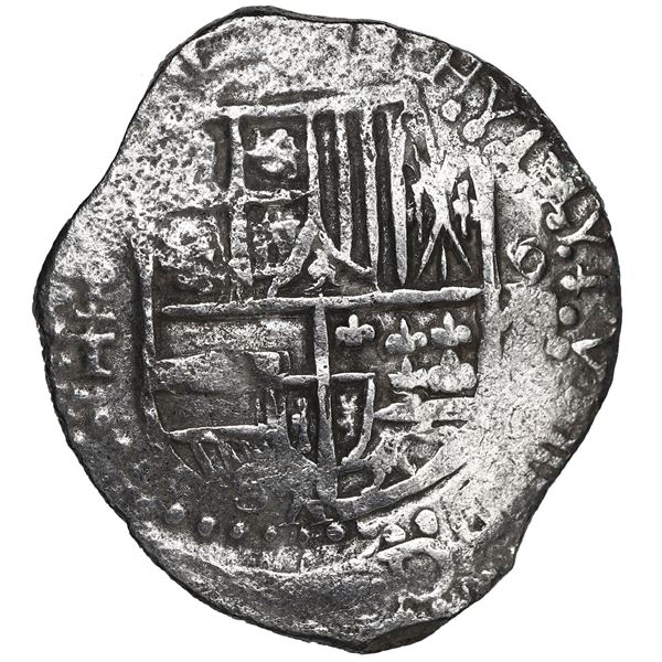 Potosi, Bolivia, cob 8 reales, 1618 T, Grade 1.