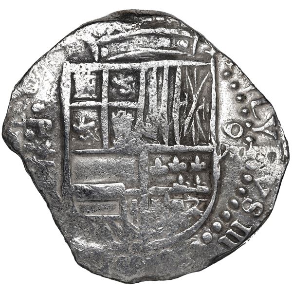 Potosi, Bolivia, cob 8 reales, 1618 T, Grade 1.