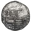 Image 1 : Potosi, Bolivia, cob 8 reales, 1618 T, quadrants of cross transposed, Grade 1.