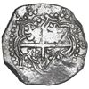 Image 2 : Potosi, Bolivia, cob 8 reales, 1618 T, quadrants of cross transposed, Grade 1.