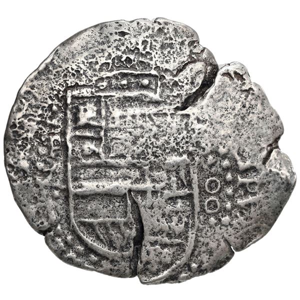 Potosi, Bolivia, cob 8 reales, Philip IV, assayer Z, with backwards-L countermark on cross, very rar