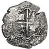 Image 2 : Potosi, Bolivia, cob 8 reales, (1650-1) O, with crowned-dot-PH-dot countermark on shield.