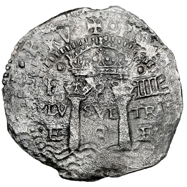 Potosi, Bolivia, cob 8 reales, 1652 E Transitional Type IV/A, NGC AU details / Capitana (Shipwreck B