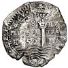 Image 1 : Potosi, Bolivia, cob 8 reales, 1652 E post-transitional (Transitional Type VIII/B), 1-PH-6 at top, N