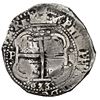 Image 2 : Potosi, Bolivia, cob 8 reales, 1653 E, dot-PH-dot at top, dot-653-dot below and dot-pomegranate-dot 