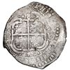 Image 2 : Potosi, Bolivia, cob 8 reales, 1654 E, dot-PH-dot at top, denomination above cross, ex-Mastalir.