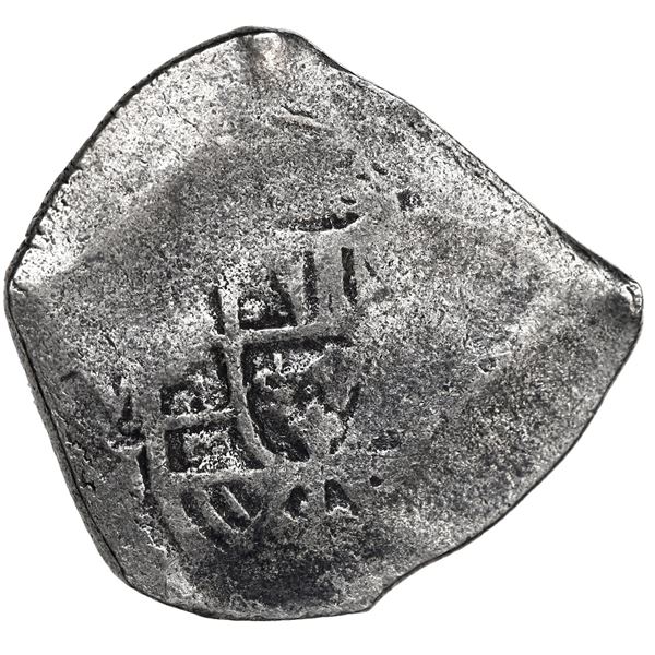 Mexico City, Mexico, cob 8 reales, Philip V, assayer J, new style obverse (1714-5).