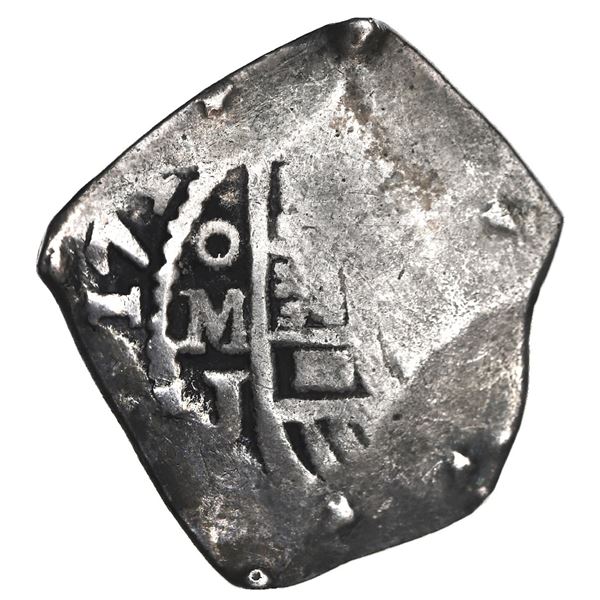 Mexico City, Mexico, cob 4 reales, Philip V, assayer J, new style obverse and reverse (1714-5).