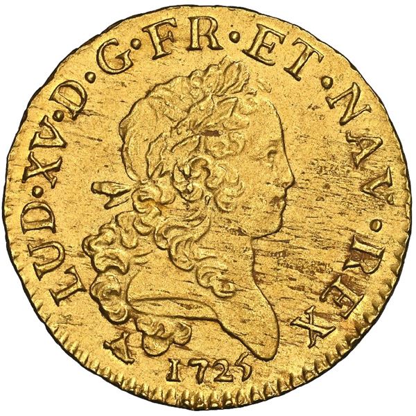 France (Limoges mint), gold louis d'or mirliton, Louis XV, 1725-I, with palm branches, very rare, NG