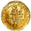 Image 1 : Holland, United Netherlands, gold ducat, 1729, NGC UNC details / Vliegenthart.