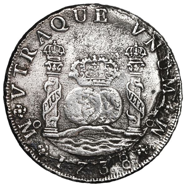 Mexico City, Mexico, pillar 8 reales, Philip V, 1738 MF.