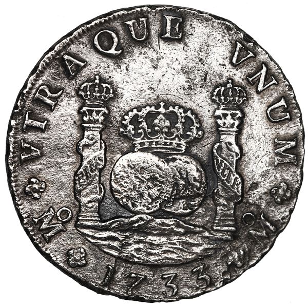 Mexico City, Mexico, pillar 8 reales, Philip V, 1733 F.