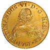 Image 1 : Santiago, Chile, gold bust 8 escudos, Ferdinand VI, 1751 J, PCGS AU58 / La Luz.