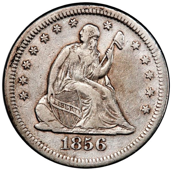 USA (San Francisco Mint), 25 cents Seated Liberty, 1856-S/S, large S over small S, PCGS VF 25, with