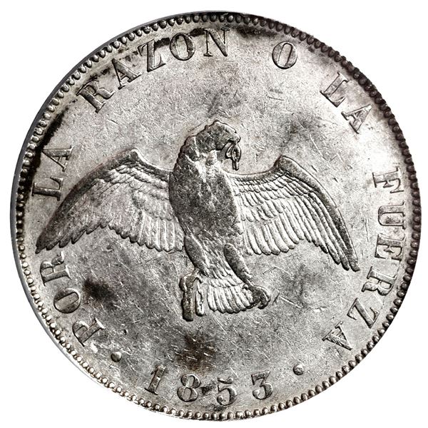 Santiago, Chile, 50 centavos, 1853, PCGS certified / SS Central America Treasure.