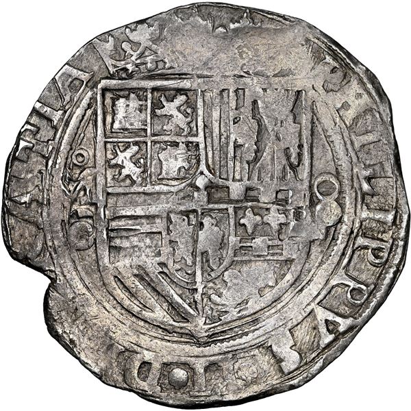 Mexico City, Mexico, cob 8 reales, Philip II, assayer O below mintmark oM to left, pomegranates in o