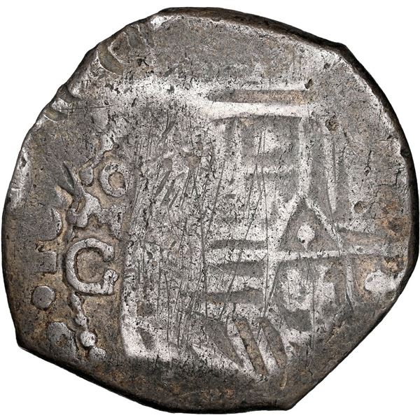 Mexico City, Mexico, cob 4 reales, 1670 G, obverse struck with 8R die, unique, NGC Fine details / ob