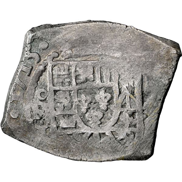 Mexico City, Mexico, cob 4 reales, 1715 J, NGC XF details / 1715 Fleet, finest known in NGC census.