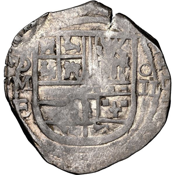 Mexico City, Mexico, cob 2 reales, Philip II, assayer F/O to left, very rare, NGC VF 35.