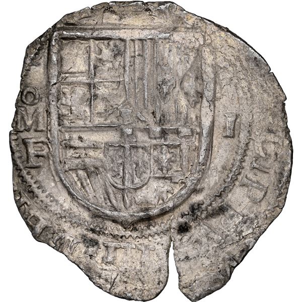 Mexico City, Mexico, cob 2 reales, Philip III, assayer F (pre-dated period), NGC UNC details / stain