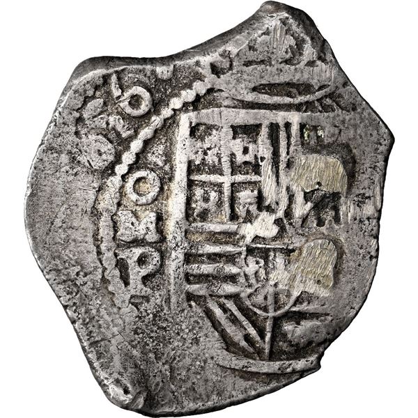 Mexico City, Mexico, cob 2 reales, 1656/5 P, extremely rare, NGC XF details / mount removed, finest 