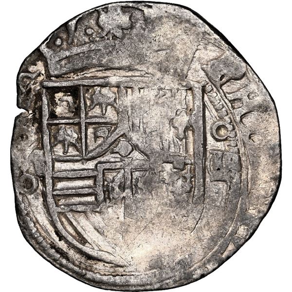 Mexico City, Mexico, cob 1 real, Philip II, assayer o (small) below mintmark oM to left, denominatio