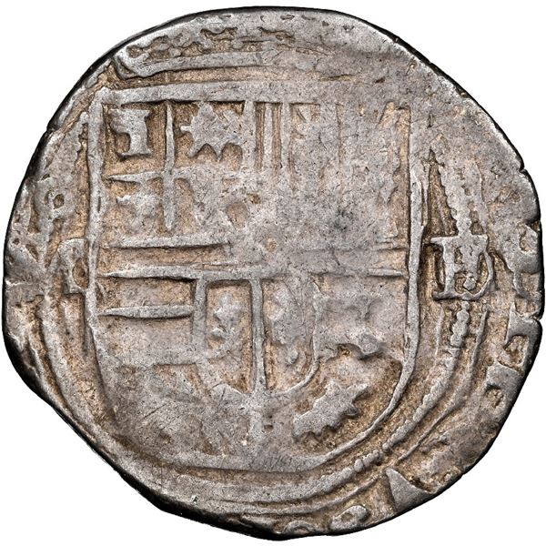 Mexico City, Mexico, cob 1 real, Philip II, assayer F/O to right, mintmark oM to left, very rare, NG