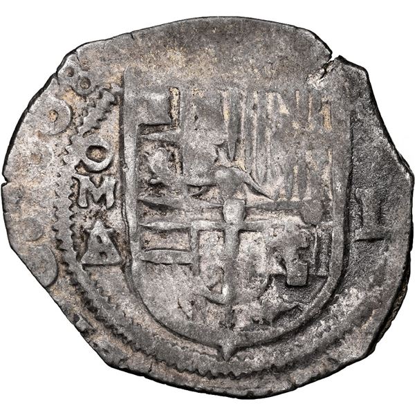 Mexico City, Mexico, cob 1 real, 1608 A/F, unique, NGC XF 40, finest and only example in NGC census.
