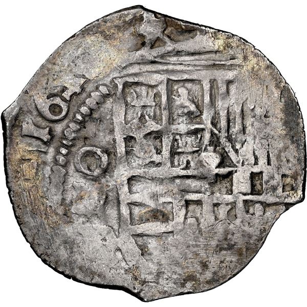 Mexico City, Mexico, cob 1 real, 1620/19 D/F, inverted 2 in date, rare, NGC AU 55, finest known in N