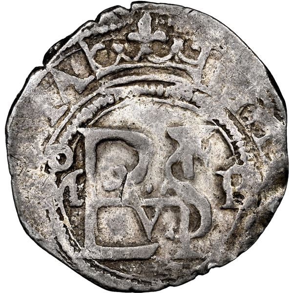 Mexico City, Mexico, cob 1/2 real, Philip II, assayer F/O to right, mintmark oM to left, rare, NGC X