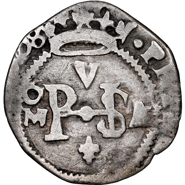 Mexico City, Mexico, cob 1/2 real, 1608 A/F, extremely rare, NGC VF 30, finest and only example in N