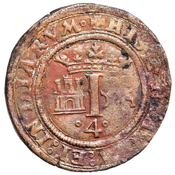 Mexico City, Mexico, copper 4 maravedis, Charles-Joanna, "Late Series," no assayer (period of assaye