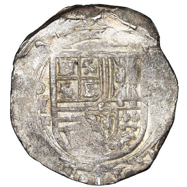 Mexico City, Mexico, cob 8 reales, Philip II, assayer F, NGC MS 62, finest known in NGC census.