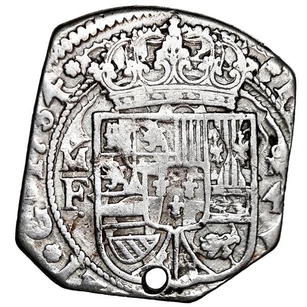 Mexico City, Mexico, klippe 4 reales, 1734 MF, rare.