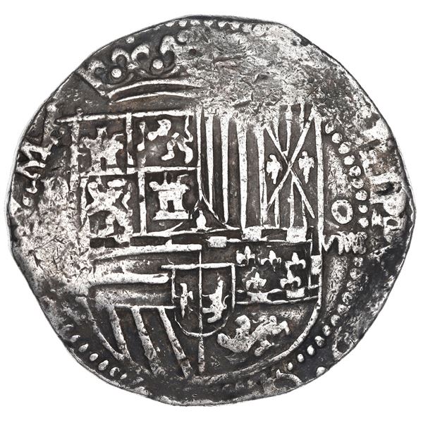 Potosi, Bolivia, cob 8 reales, Philip II, assayer A.