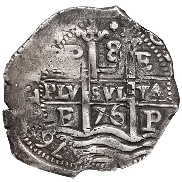 Potosi, Bolivia, cob 8 reales, 1676 E, NGC VF 35, ex-Espinola.
