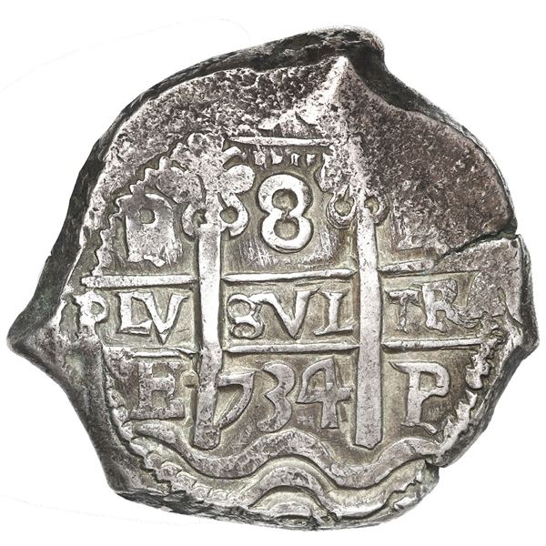 Potosi, Bolivia, cob 8 reales, 1734 E.