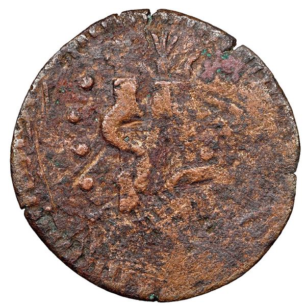 Cartagena, Colombia, copper "imitation cob" 1/2 real, "800" date (ca. 1815), rare, NGC Fine details 