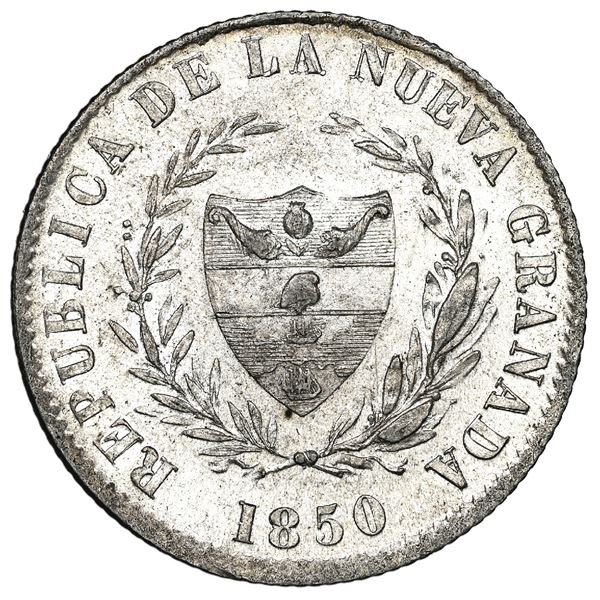 Bogota, Colombia, 2 reales, 1850, NGC MS 64+.