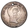 Image 1 : Costa Rica, 2 reales, female head / ceiba tree counterstamp (Type III, 1845) on a Madrid, Spain, bus