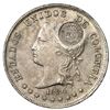 Image 1 : Costa Rica, 50 centavos, "lion" counterstamp (Type VII, 1889 CB), on a Bogota, 1884B 50C