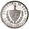 Image 2 : Cuba (struck at the Philadelphia mint), proof 20 centavos, 1916, very rare, NGC PF 64 Cameo.