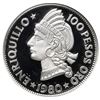 Image 1 : Dominican Republic, proof silver piefort 100 pesos (off-metal strike), 1980, Enriquillo / pillar dol