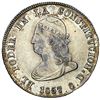 Image 1 : Quito, Ecuador, 4 reales, 1857 GJ, eight pearls variety, NGC AU 50.