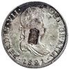 Image 1 : Portugal, 870 reis, Maria II, crowned-arms countermark (1834) on a Mexico City, Mexico, bust 8 reale