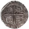 Image 2 : Seville, Spain, cob 8 reales, Philip II, assayer Gothic D at 4 o'clock outside tressure on reverse, 