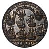 Image 2 : Great Britain, copper alloy Admiral Vernon medal, 1739, Vernon and ship and cannon / Porto Bello, ex
