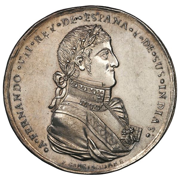 Guatemala City, Guatemala, silver proclamation medal, Ferdinand VII, 1808, 284th anniversary of the 