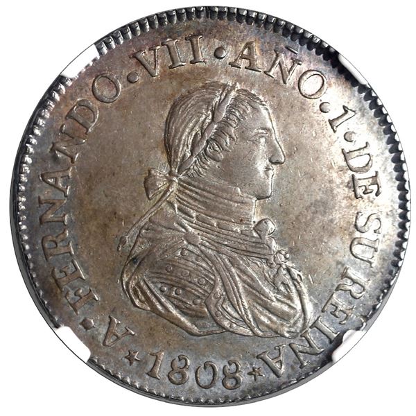 Quetzaltenango, Guatemala, 2 reales proclamation medal, Ferdinand VII, 1808, NGC MS 61, finest and o