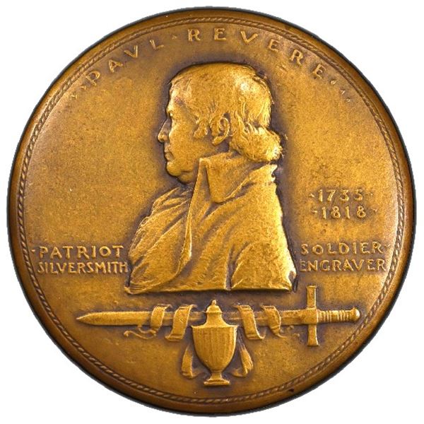 USA, large bronze medal, 1925, Paul Revere / Revolutionary War Sesquicentennial, by Anthony de Franc